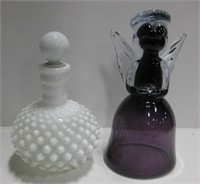 Glass Items - Hobnail Bottle & Art Glass Angel
