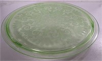 Vtg 12" Diameter Vaseline Glass Cake Plate