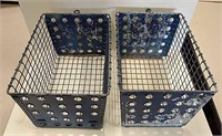 2 Vtg. Metal Locker Wire Baskets - 8" x 12" x 8"