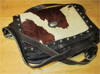 America West Hand Tooled Cow Hide Leather Purse