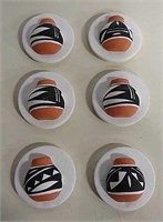 6 - 2" Acoma Signed Ceramic Refrigerator Magnets