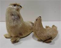 2 Handmade Seal Figurines - Largest 5" Long