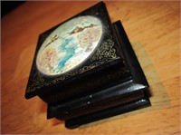 3"x3" Hand Painted Porcelain Top Russian Wood Box