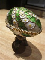 4" Metal Cloisonne Egg Shaped Container