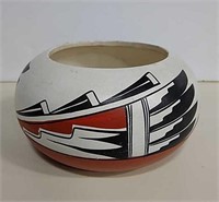 6" Diameter Jemez Pueblo Signed Ceramic Bowl