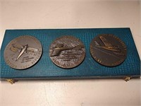 Set Of 3 Aviation Bronze Aviation Medallions 3"