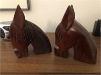 Pair of wooden horse heads