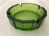 Green glass ash tray