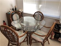 Glass bamboo dining table 4/chairs