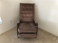 Older recliner chair mauve color material