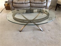 Glass oval coffee table