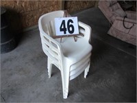 (4) Plastic Lawn Chairs, white