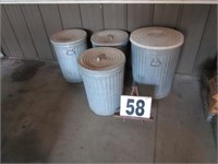 (4) Tin Garbage Cans