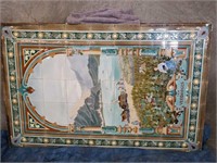 2 pc.Antique hand painted tile wall mural depictin