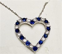 Sterling Silver Created Sapphire Necklace