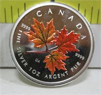 2001 Coloured Silver Maple Leaf
