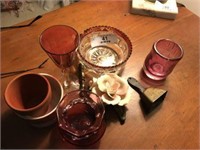 Cranberry Glass, Small Pots, Adv. Bell & Misc.