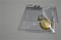 1854 - $1 GOLD COIN IN HEAVY 14K GOLD ROPE BEZEL