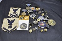 BOX MILITARY PINS, BUTTONS, PATCHES AND OTHERS