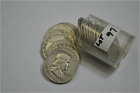 1 ROLL OF 1949 FRANKLIN HALVES 20 COINS