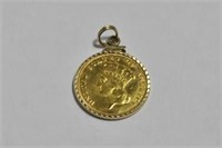1878 - $3 GOLD COIN IN 14K GOLD BEZEL