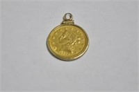 1856 - $2 1/2 GOLD COIN IN GF BEZEL - LIBERTY