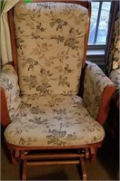 CLOTH SEAT WOOD GLIDER ROCKING CHAIR