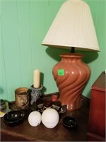 PAIR OF VINTAGE LAMPS AND CANDLE HOLDERS