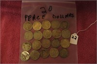 (20) PEACE SILVER DOLLARS (VARIOUS DATES)