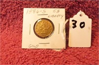 LIBERTY $5 GOLD PIECE - 1886-S