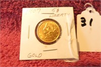 LIBERTY $5 GOLD PIECE - 1907