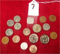 VARIOUS COINS - FOREIGN, STEEL PENNIES, ETC.