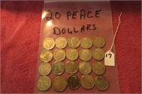 (20) PEACE SILVER DOLLARS (VARIOUS DATES)