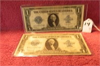 (2) 1923 LARGE BILLS $1.00 BLUE SEAL
