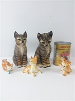 5 statuettes de chat dont porcelaine de Taïwan
