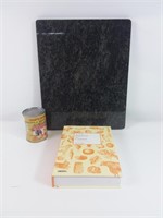 Plaque en granite, livre cuisine Jean Soulard