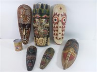 6 masques décoratifs en bois, Indonésie