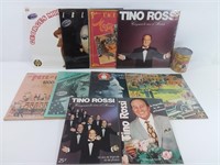 8 vinyles dont Tino Rossi neuf, 2 revues T. Rossi