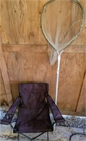 Two Piece Lot. Folding Lawn Chair, And Fish Net.