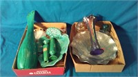 Lot Of  Carnival Glass Vase, Iris & Herringbone