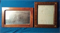 Antique Wood Wall Mirror And Picture Frame