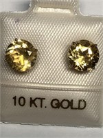 $400. 10KT Gold Citrine(2.20ct) Earrings