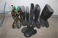 4 Pairs of Rubber Boots and 1 Pair Shoes