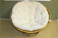 Round Bamboo Chair With Cushion, Swivels