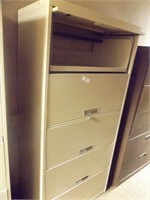 FIVE-DRAWER FILE CABINET IS 30" X 65" X 18"