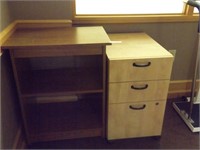 MICROWAVE STAND & WOODEN DRAWER CABINET