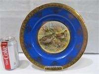 Bird plate, blue/gold