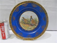 Bird plate, blue/gold