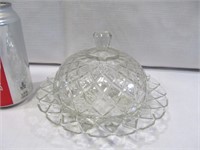 Clear glass butter dish