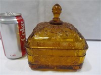Amber candy dish, bee hive design